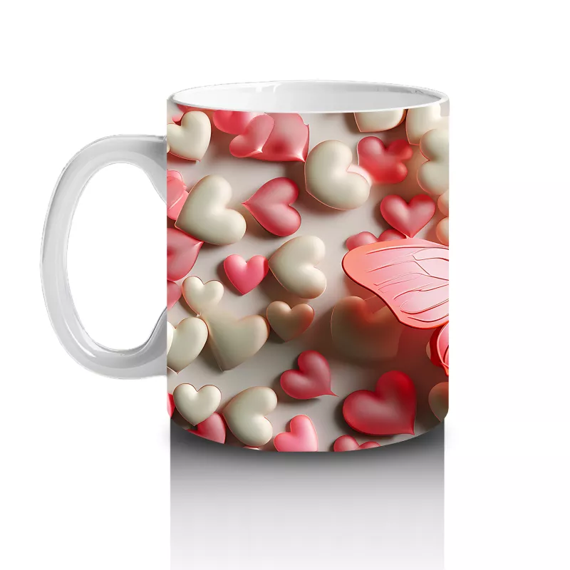 Çiçekler Arasında Uçuşan Kelebek Kompozisyonu – Baskılı Kahve Kupası - 2