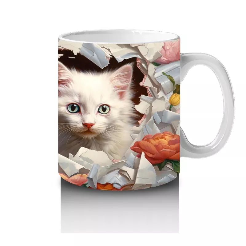 Çiçekler Arasında Yavru Kediler – Baskılı Kahve Kupası - 4