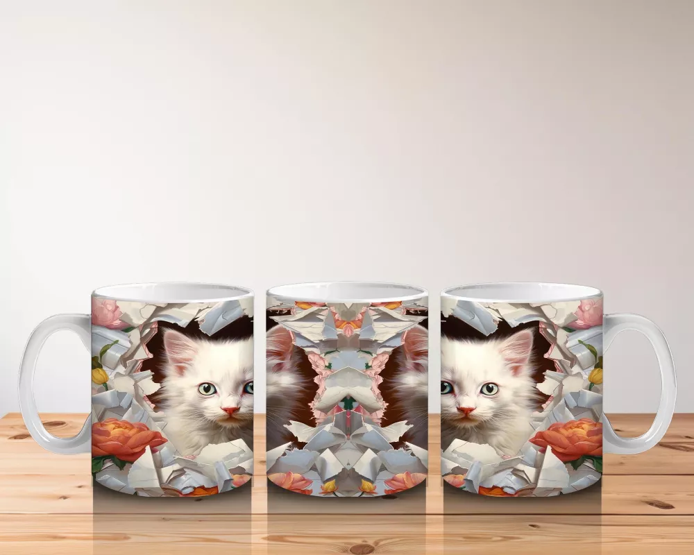 Çiçekler Arasında Yavru Kediler – Baskılı Kahve Kupası - 5