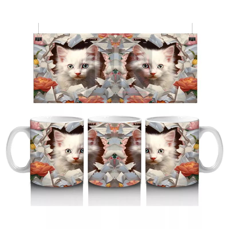 Çiçekler Arasında Yavru Kediler – Baskılı Kahve Kupası