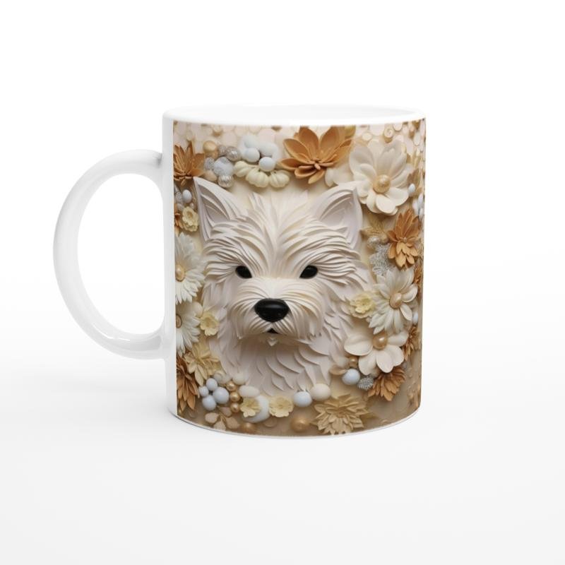 Çiçekler İçinde İkiz Terrier Figürlü Baskılı Kupa Bardak - 2