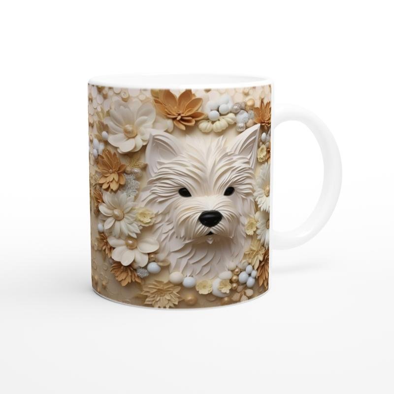 Çiçekler İçinde İkiz Terrier Figürlü Baskılı Kupa Bardak - 3