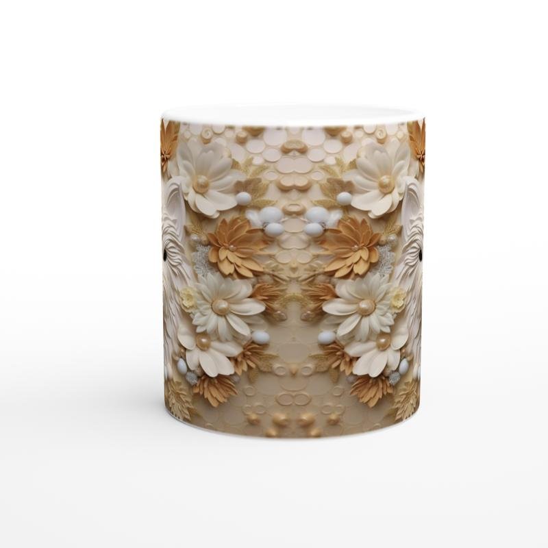 Çiçekler İçinde İkiz Terrier Figürlü Baskılı Kupa Bardak