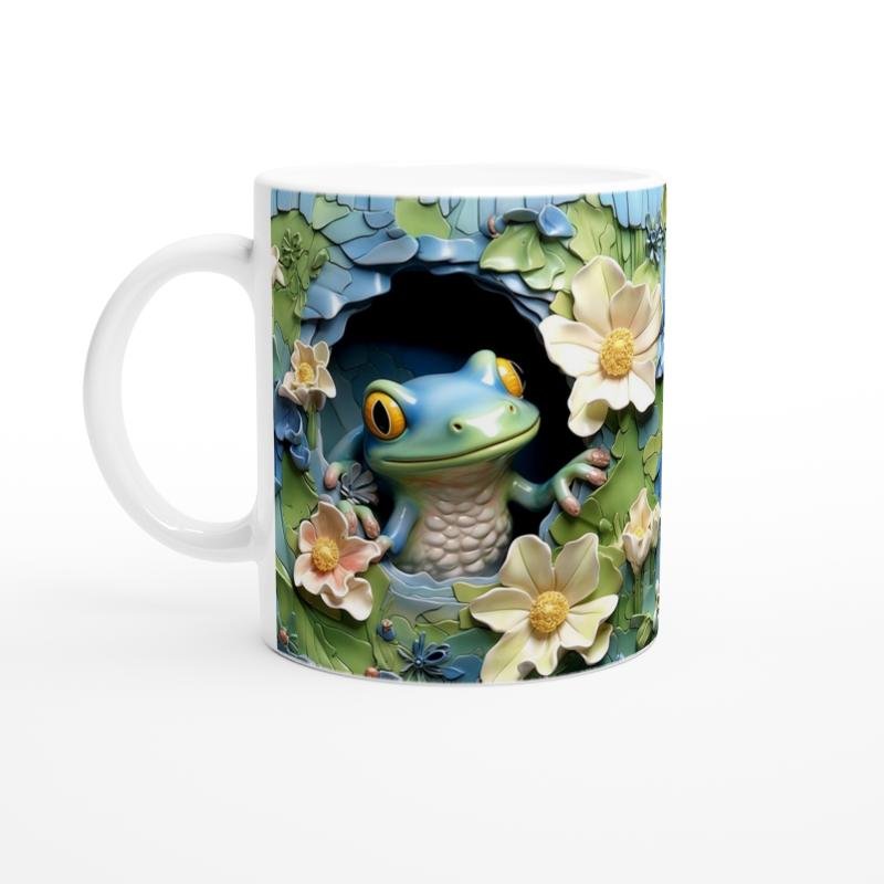 Çiçeklerin Arasında Beliren Kurbağa Temalı Baskılı Kupa Bardak
