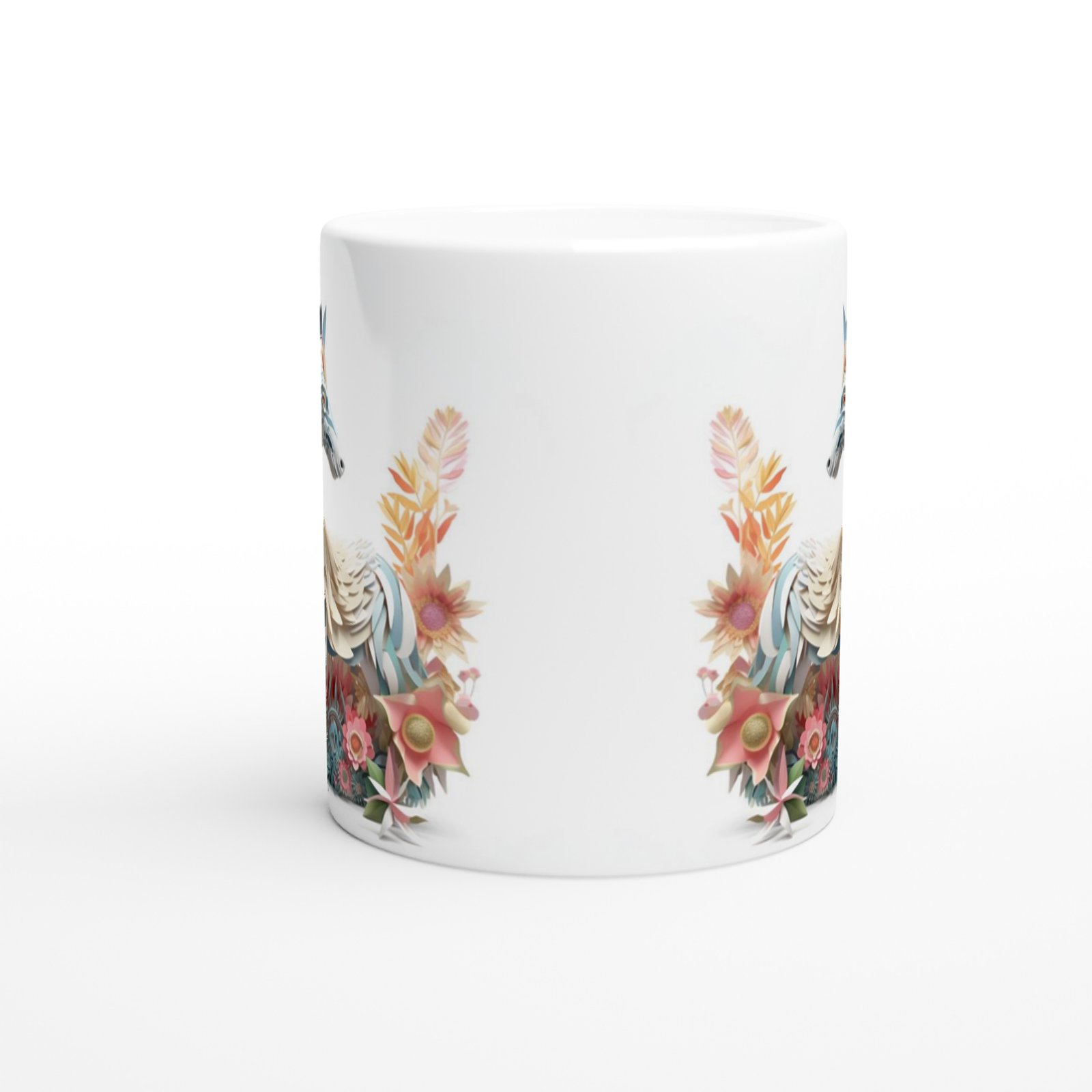 Çiçeklerle Bezeli Mitolojik At Kupa Bardak - 2