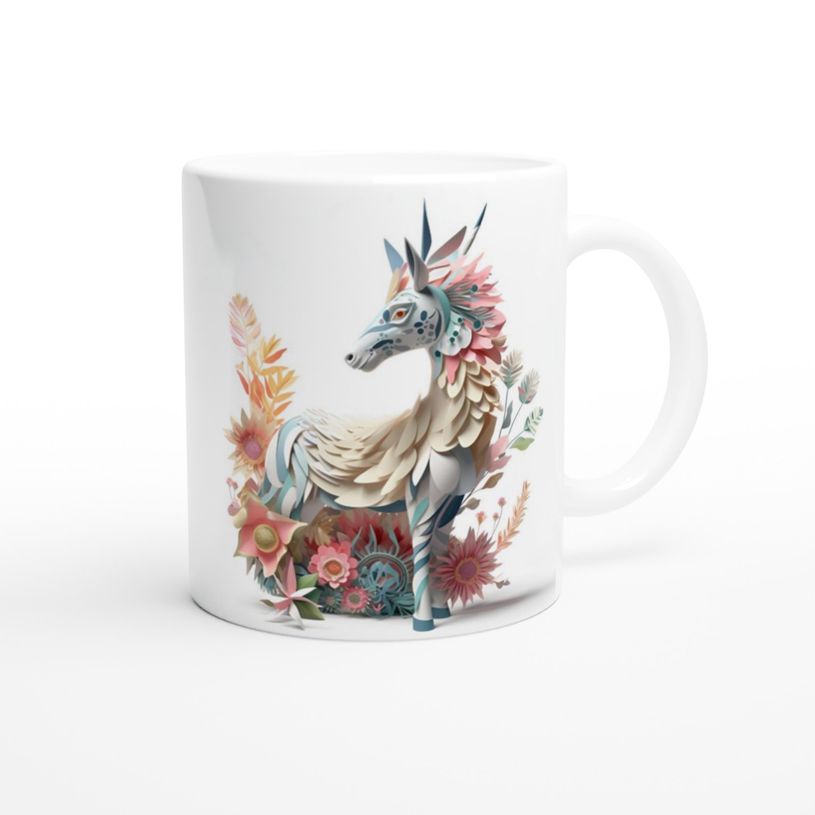 Çiçeklerle Bezeli Mitolojik At Kupa Bardak - 3