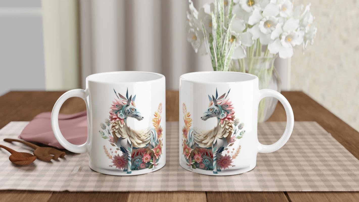 Çiçeklerle Bezeli Mitolojik At Kupa Bardak - 5