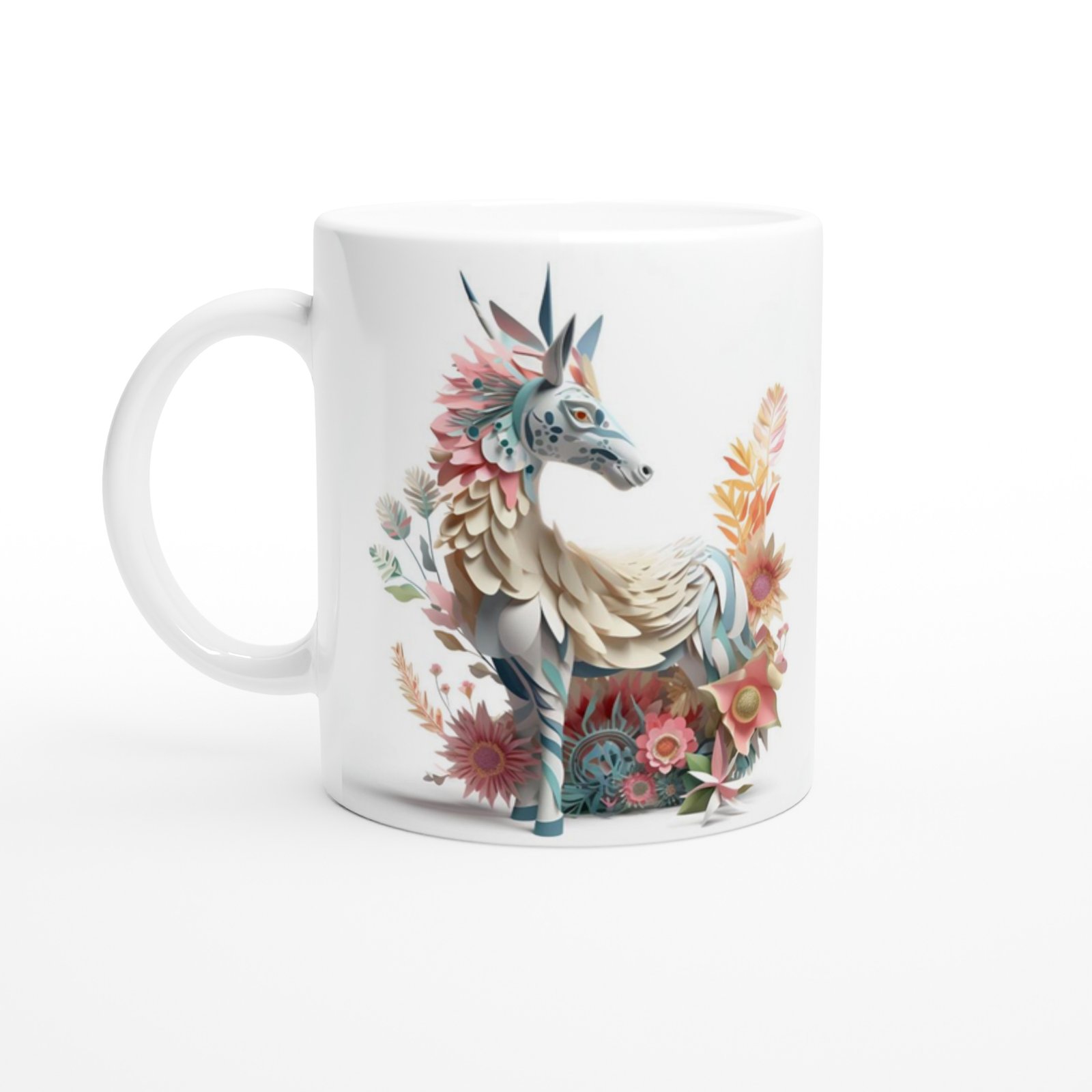 Çiçeklerle Bezeli Mitolojik At Kupa Bardak