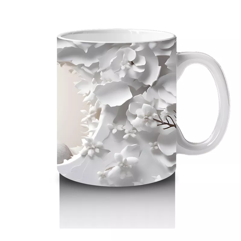 Çiçeklerle Süslenmiş Gümüş Geyik – Baskılı Kahve Kupası - 4