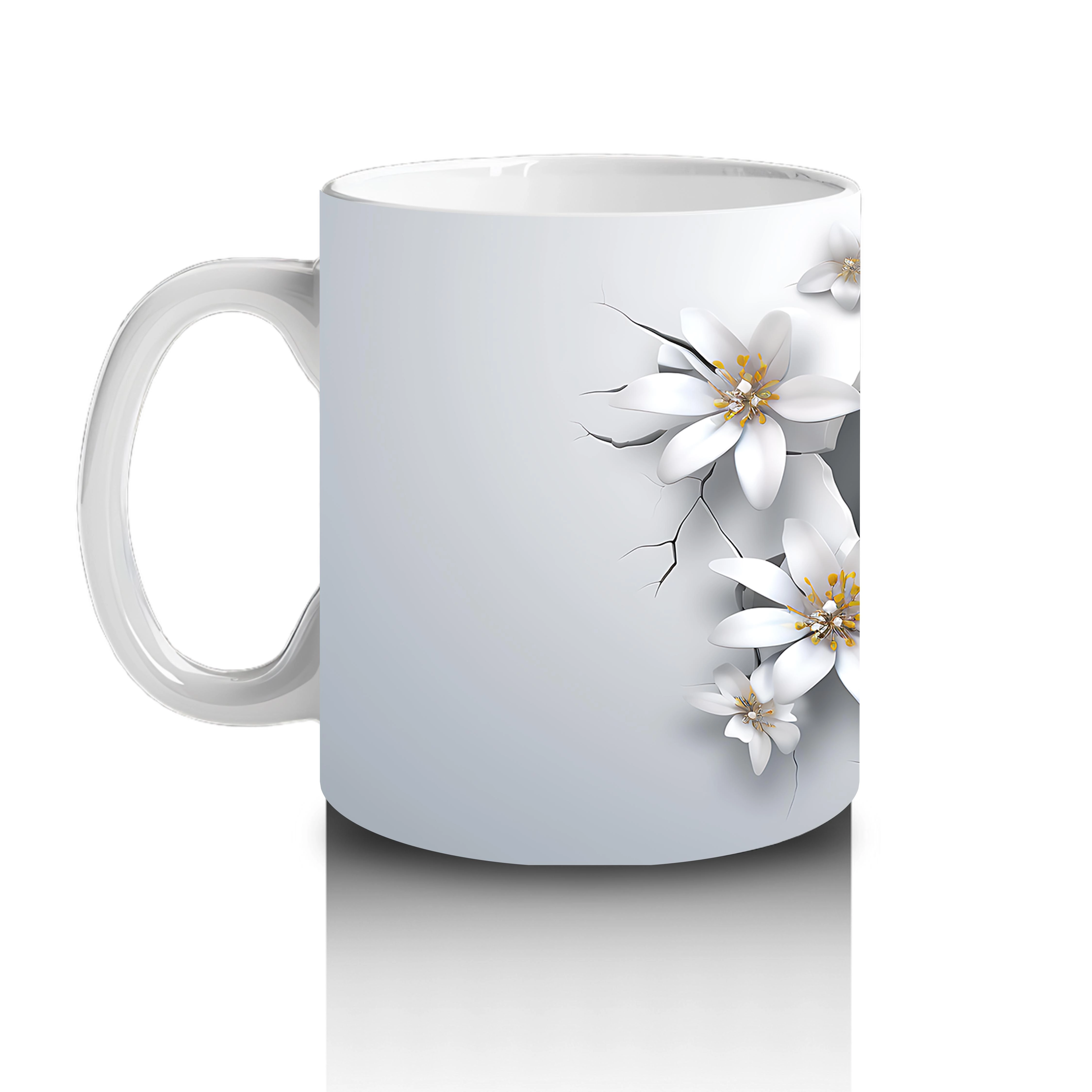 Çiçeklerle Süslenmiş Penguen Maskotu – Baskılı Kahve Kupası - 2