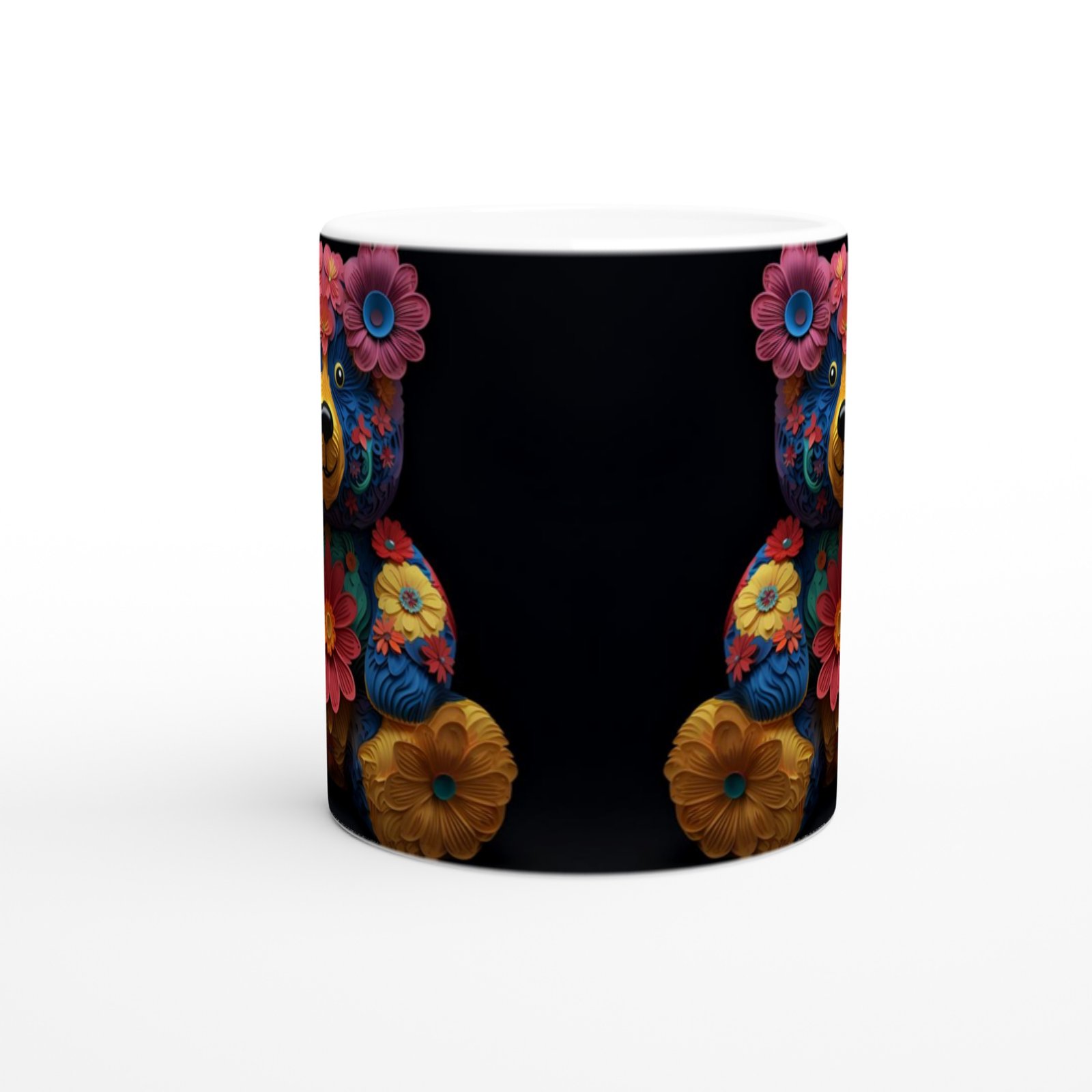 Çiçekli Ayıcık Baskılı Kupa Bardak - 2