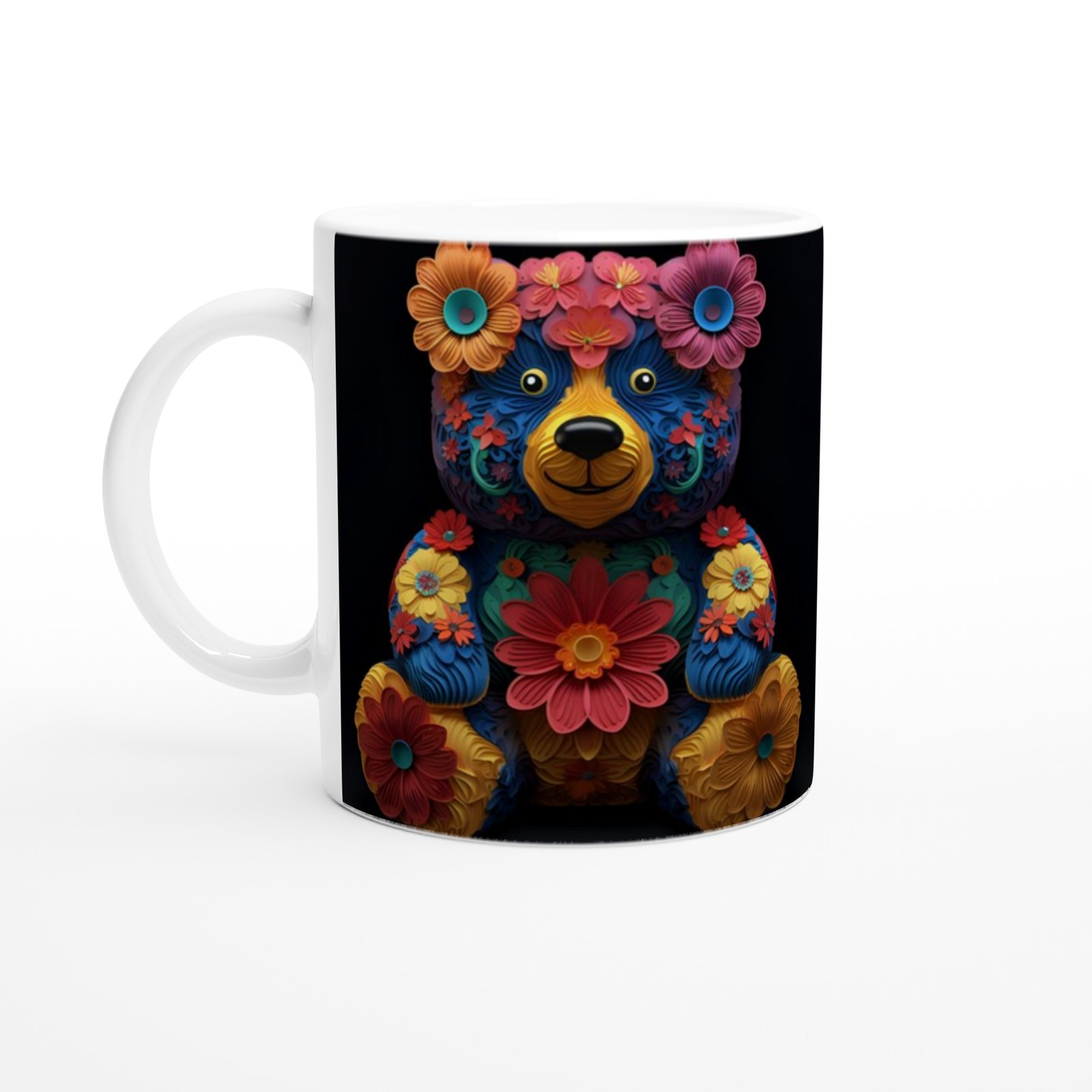 Çiçekli Ayıcık Baskılı Kupa Bardak