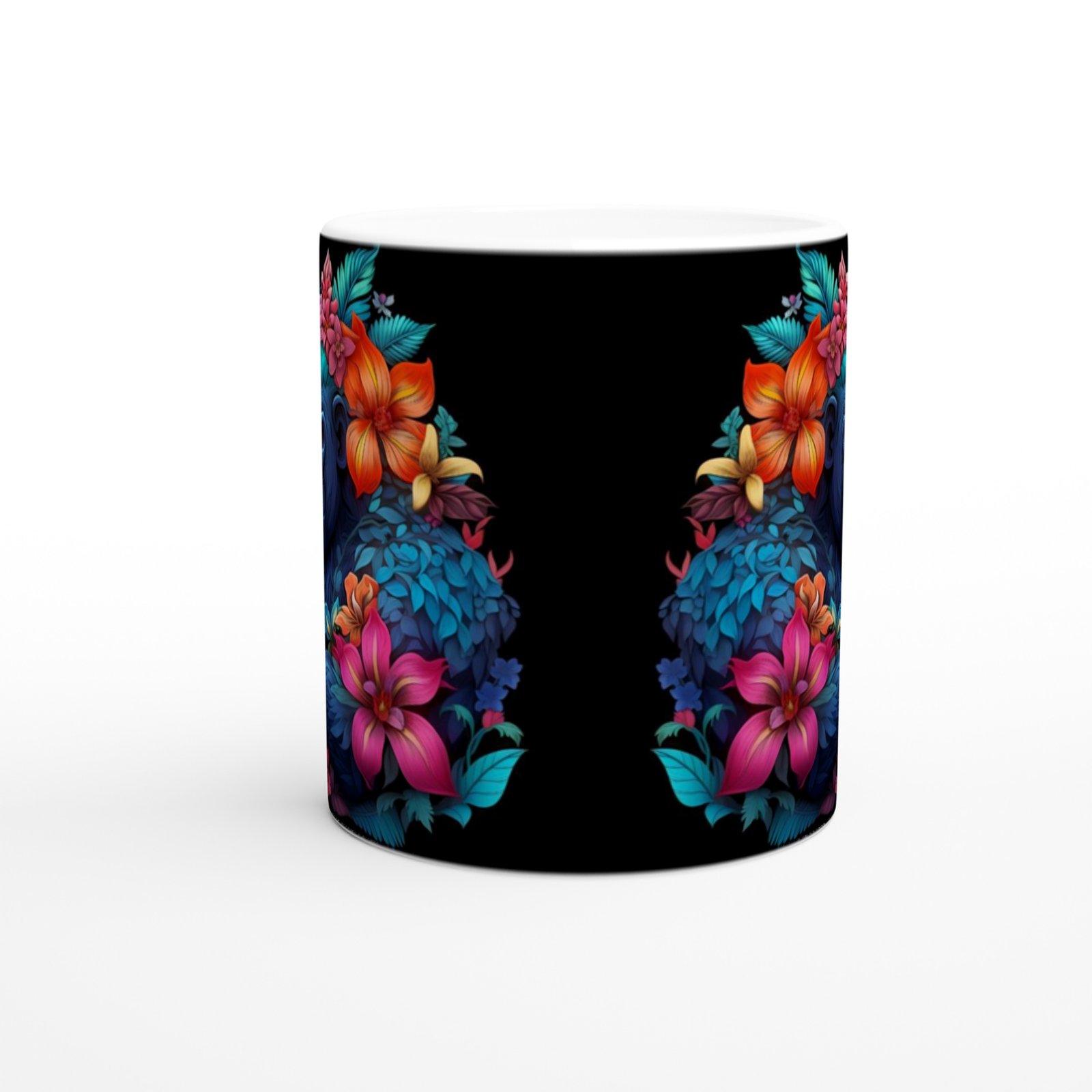 Çiçekli Goril Baskılı Kupa Bardak - 2