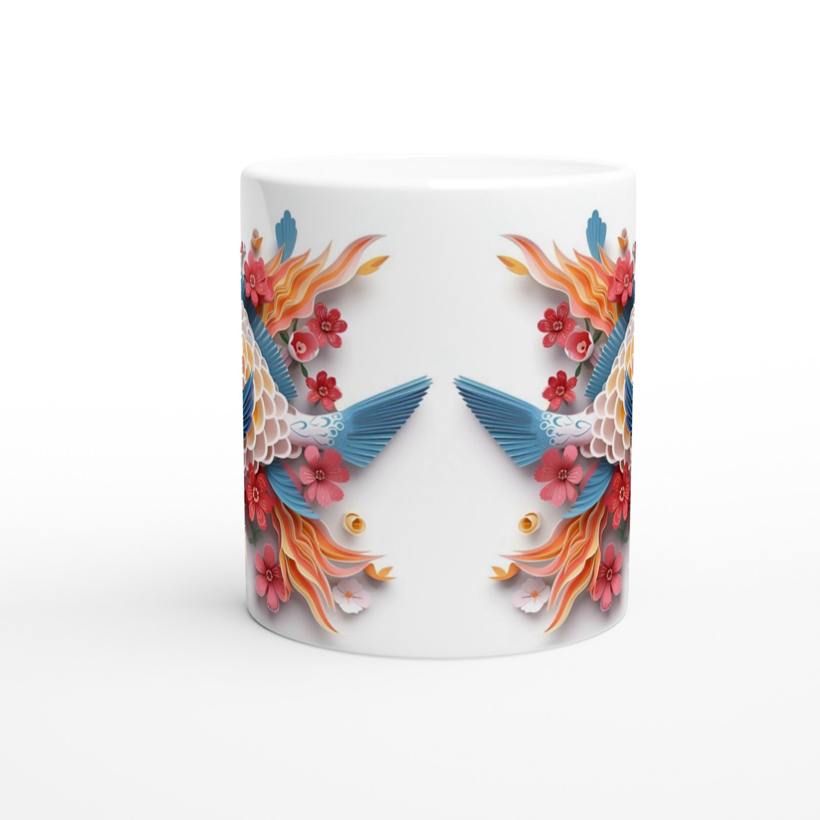 Çiçekli Japon Balığı Baskılı Kupa Bardak - 2