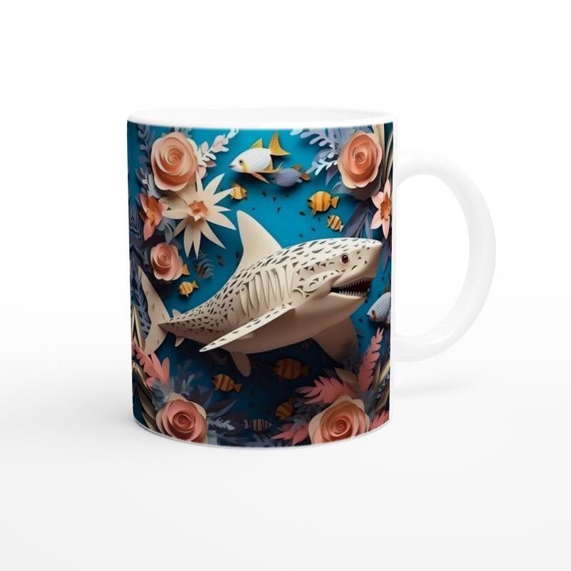 Çiçekli Köpek Balığı Baskılı Kupa Bardak - 3