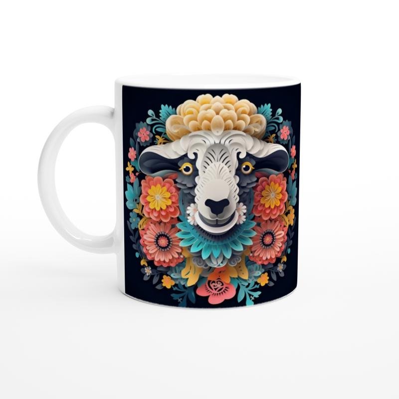 Çiçekli Neşeli Koyun Kupa Bardak