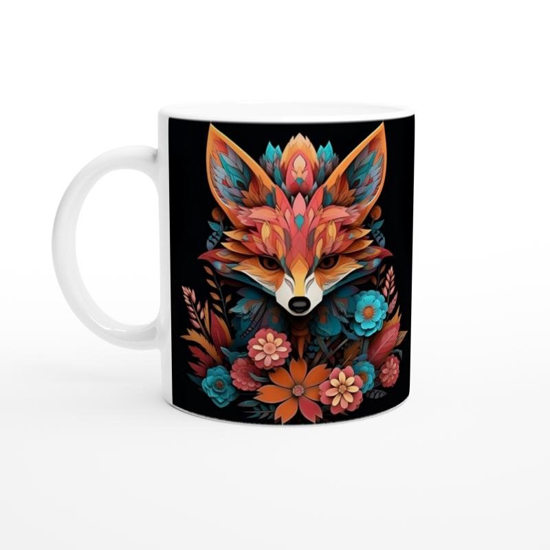 Çiçekli Soyut Tilki Baskılı Kupa Bardak