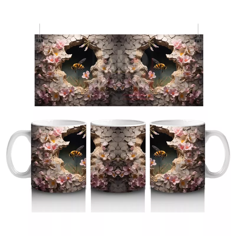 Çiçekli Takılarla Süslenmiş Gotik İnek İllüstrasyonu – Baskılı Kahve Kupası