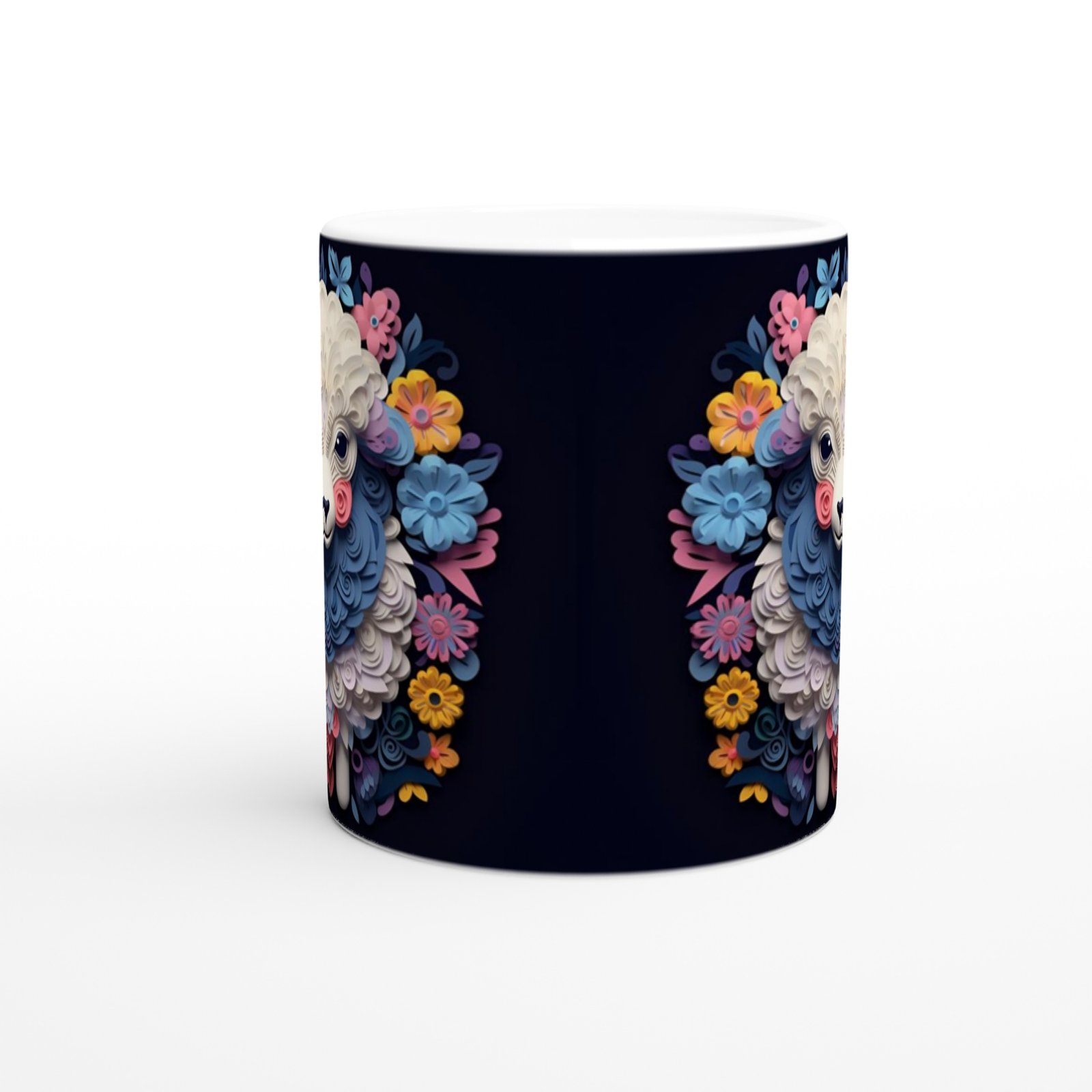 Çiçekli Tatlı Kuzu Baskılı Kupa Bardak - 2