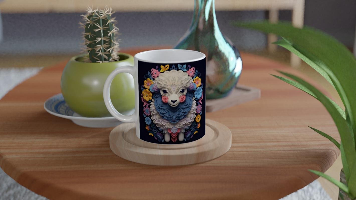 Çiçekli Tatlı Kuzu Baskılı Kupa Bardak - 4