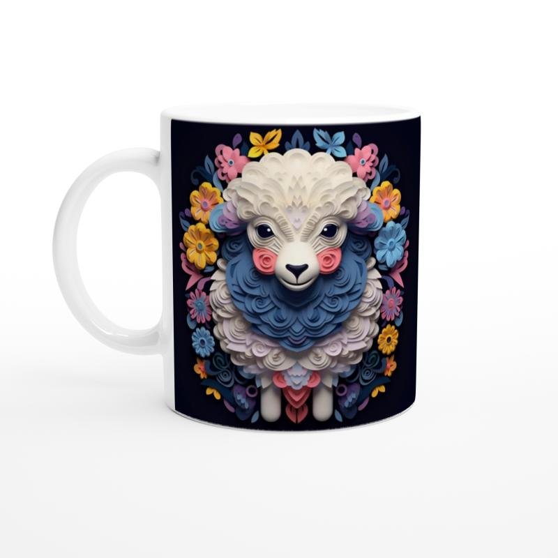 Çiçekli Tatlı Kuzu Baskılı Kupa Bardak