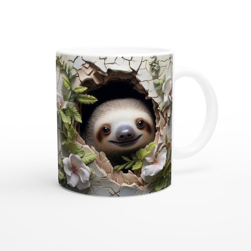 Çiçekli Tembel Hayvan Baskılı Kupa Bardak - 3