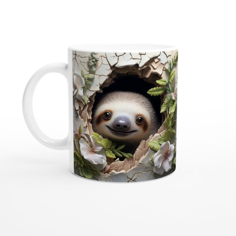 Çiçekli Tembel Hayvan Baskılı Kupa Bardak