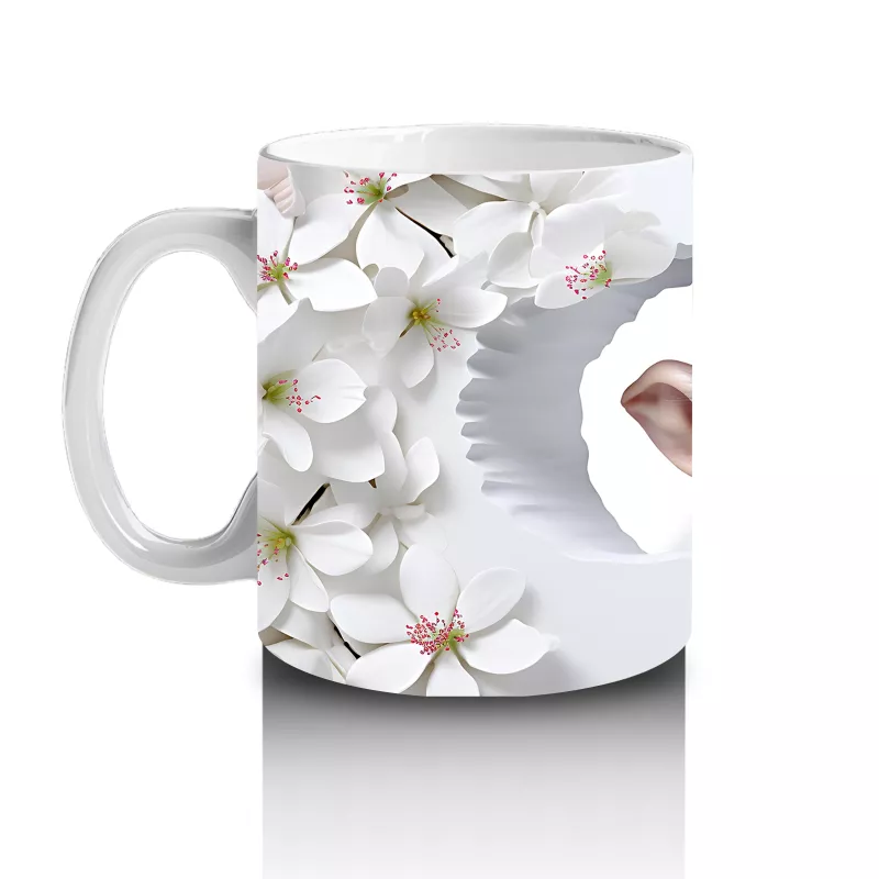 Çiçekli Zemin Üzerinde Sevimli Maymun – Baskılı Kahve Kupası - 2