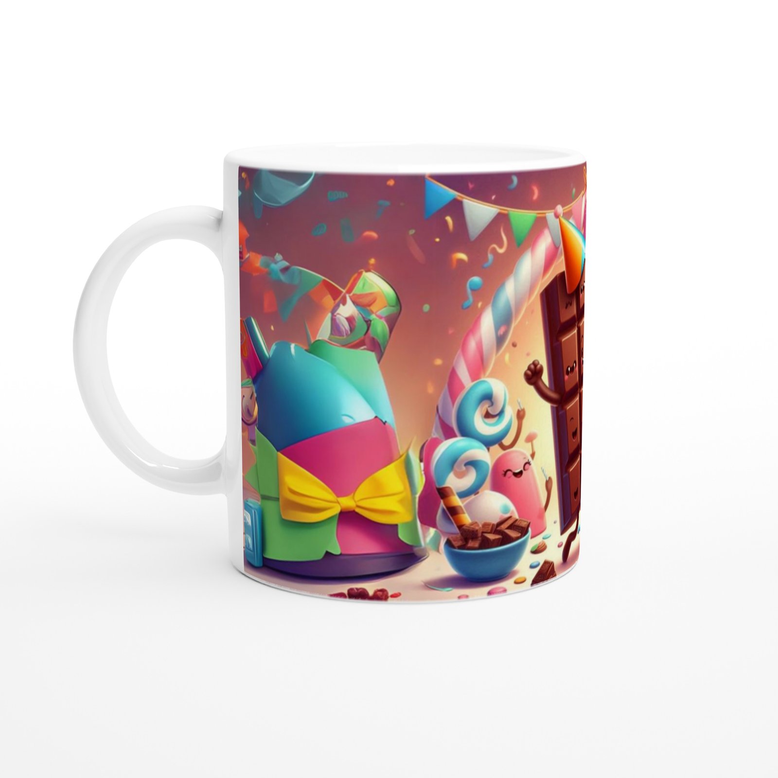 Çikolata Partisi ve Tatlı Şekerler Temalı Çocuklara Özel Baskılı Kupa Bardak - 2