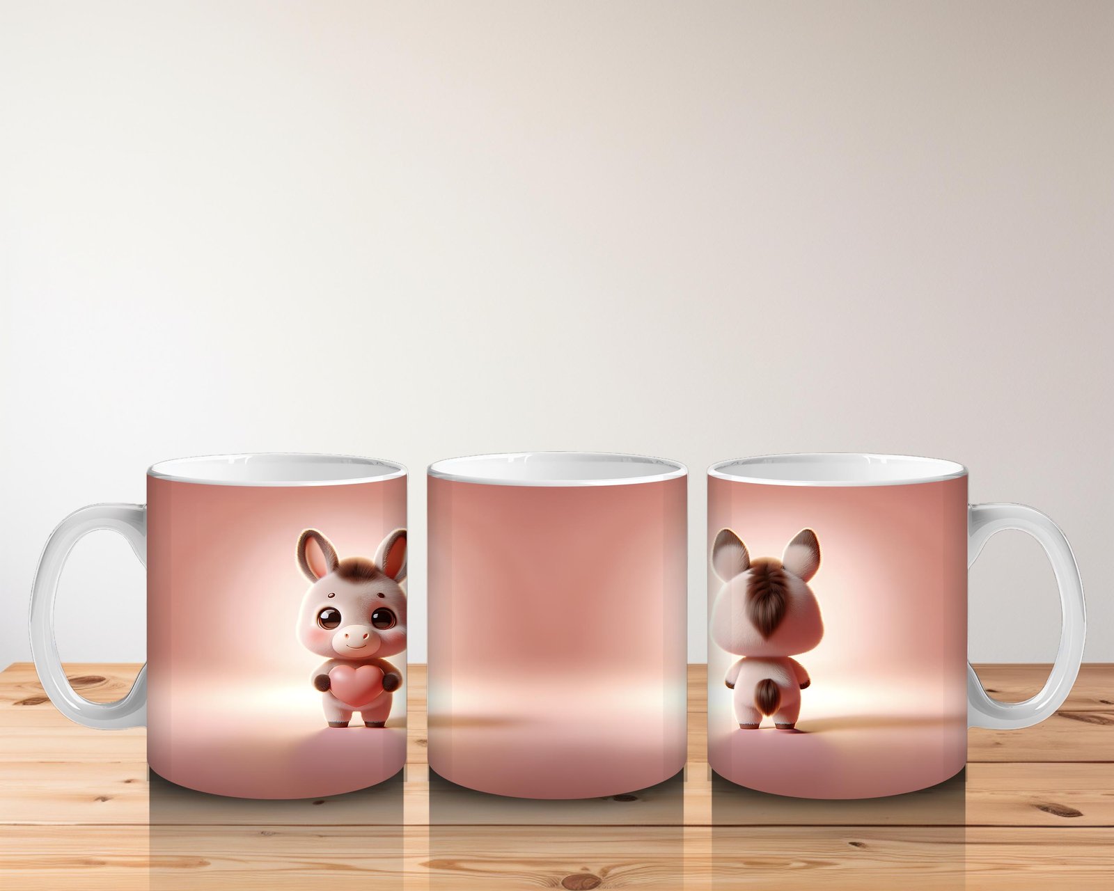 Çocuklara Sütü Sevdiren Arkadan Bakan Tavşan Kupa Bardak - 5