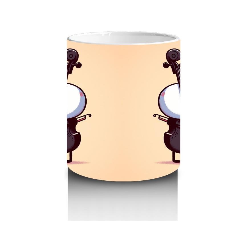 Çocuklara Sütü Sevdiren Aşık Müzisyen Karakterler ve Viyolonsel Desenli Kupa Bardak - 3