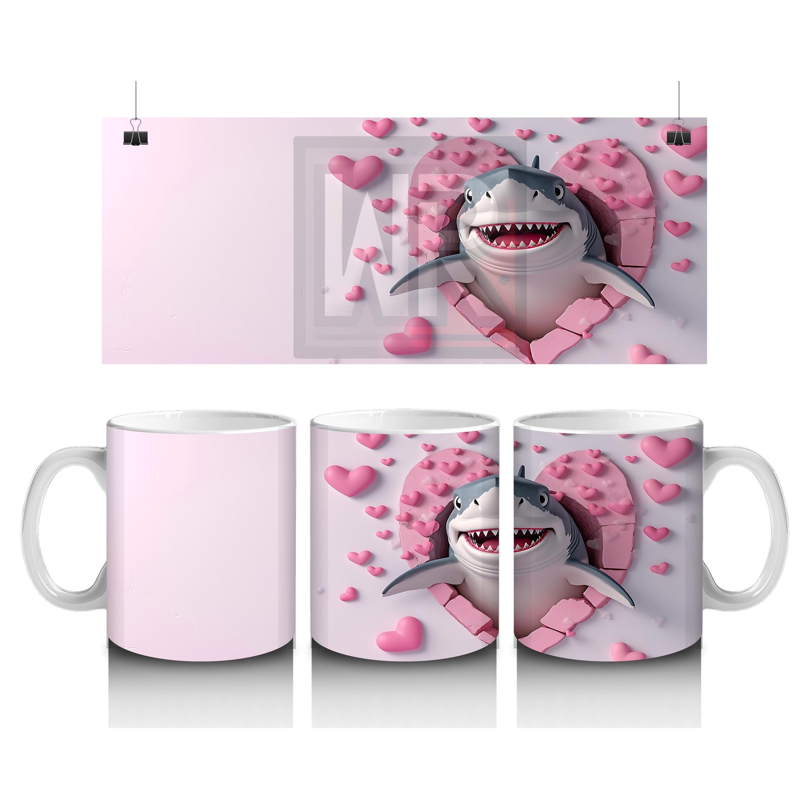 Çocuklara Sütü Sevdiren Aşk Bulutlu Köpekbalığı Kupa Bardak