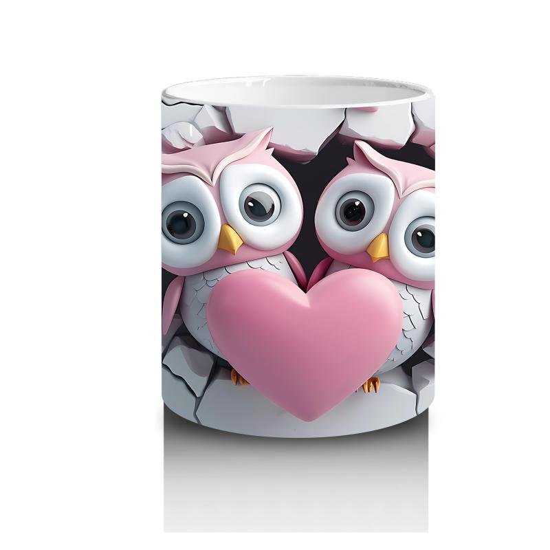 Çocuklara Sütü Sevdiren Aşkı Paylaşan Baykuş Çifti Kupa Bardak - 3