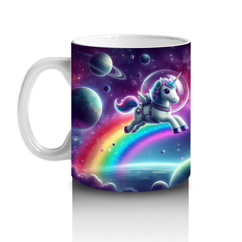 Çocuklara Sütü Sevdiren Astronot Unicorn Yolculuğu Kupa Bardak - 2