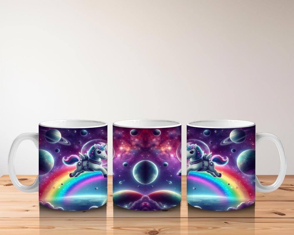 Çocuklara Sütü Sevdiren Astronot Unicorn Yolculuğu Kupa Bardak - 5