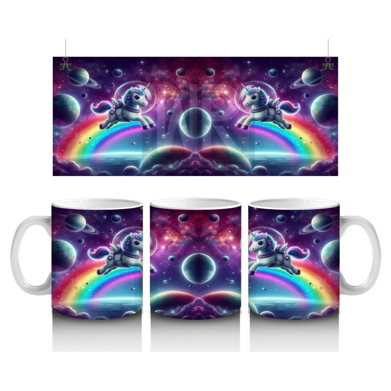 Çocuklara Sütü Sevdiren Astronot Unicorn Yolculuğu Kupa Bardak