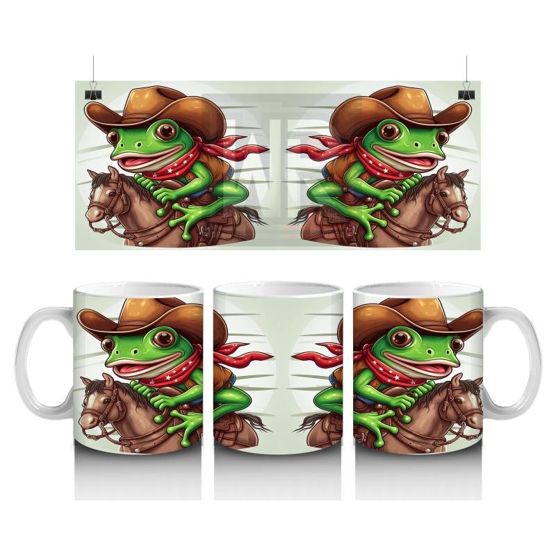 Çocuklara Sütü Sevdiren Atlı Kovboy Kurbağa Kupa Bardak