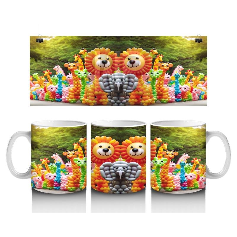 Çocuklara Sütü Sevdiren Balon Hayvanlar Karnavalı Kupa Bardak