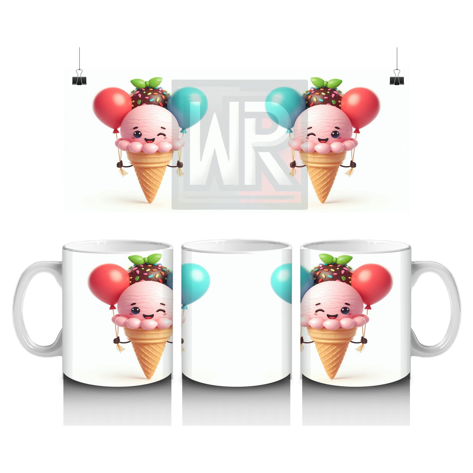 Çocuklara Sütü Sevdiren Balonlu Dondurma Neşesi Kupa Bardak