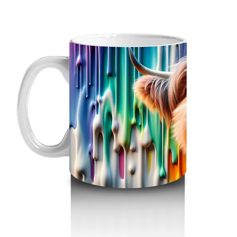 Çocuklara Sütü Sevdiren Boya Şelaleli Highland İneği Kupa Bardak - 2