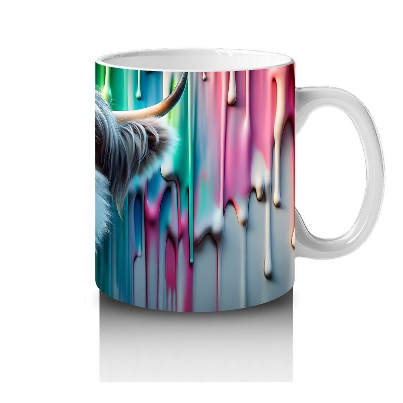 Çocuklara Sütü Sevdiren Boya Şelaleli Highland İneği Kupa Bardak - 4