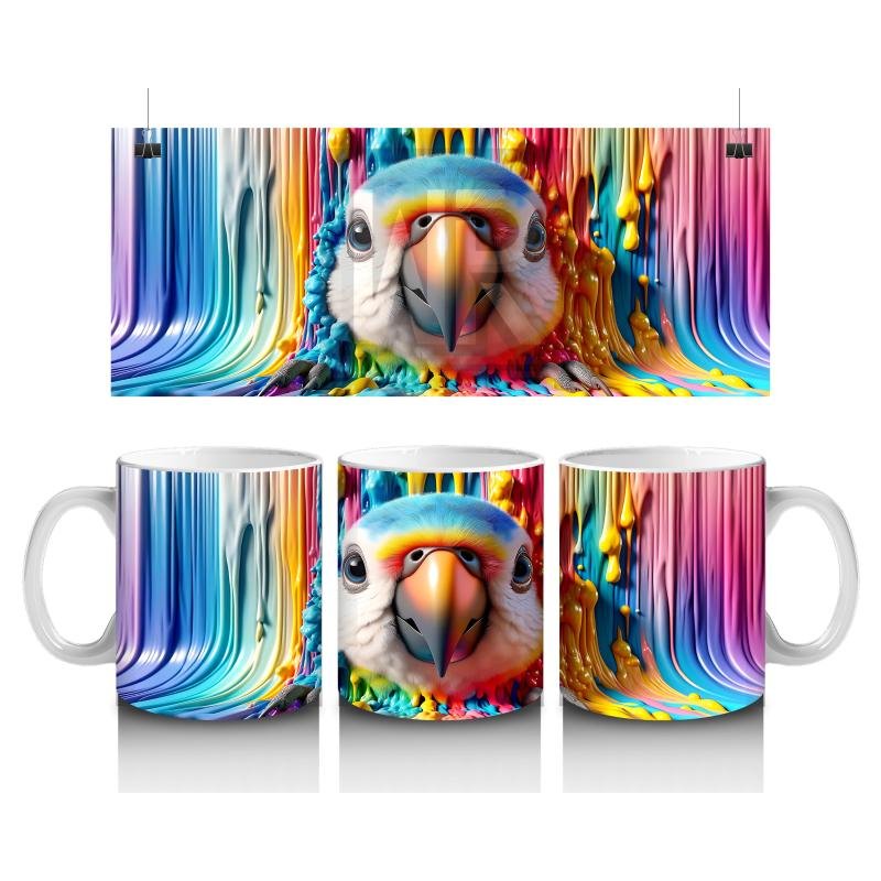 Çocuklara Sütü Sevdiren Boya Şelaleli Papağan Kupa Bardak