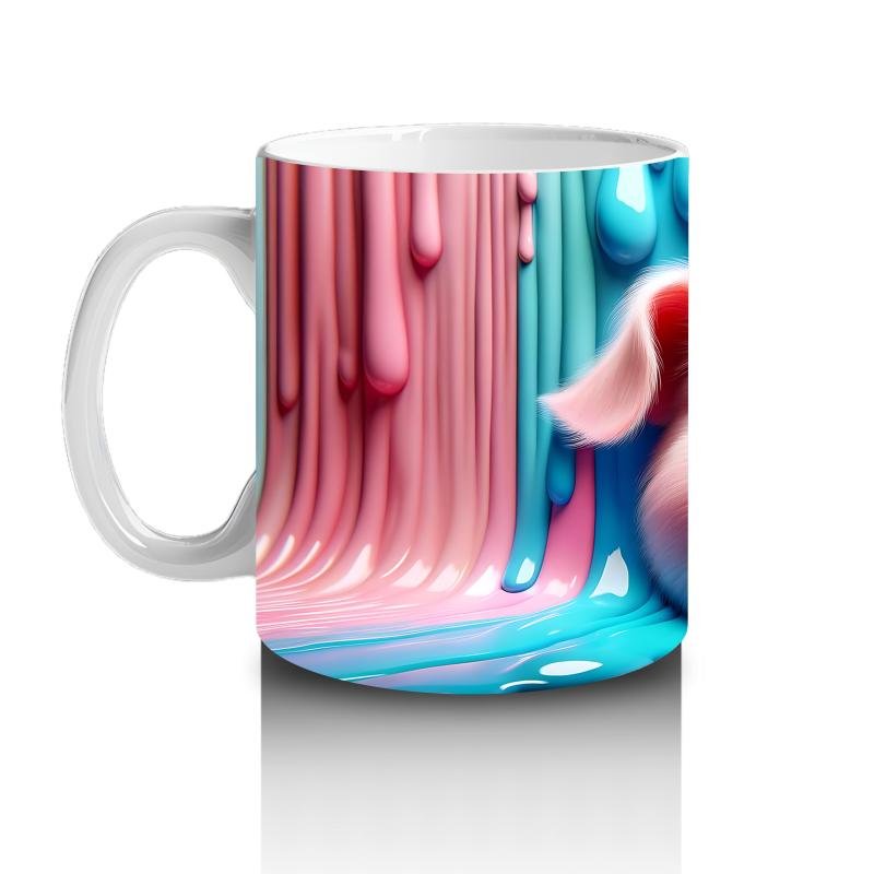 Çocuklara Sütü Sevdiren Boya Şelaleli Pembe Domuz Kupa Bardak - 2