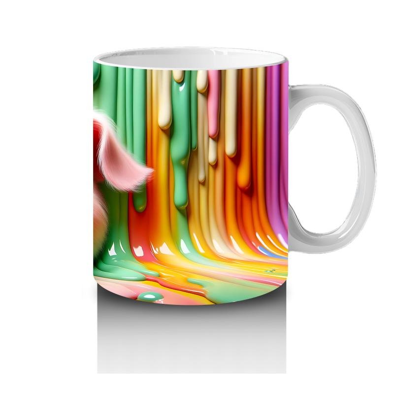 Çocuklara Sütü Sevdiren Boya Şelaleli Pembe Domuz Kupa Bardak - 4