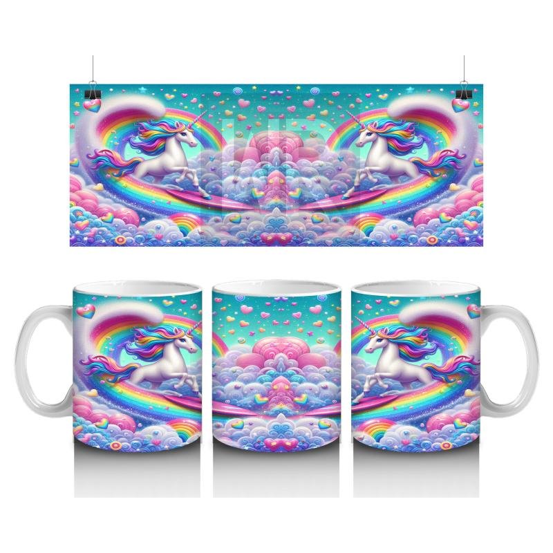 Çocuklara Sütü Sevdiren Bulutlar Arasında Dans Eden Unicornlar Kupa Bardak