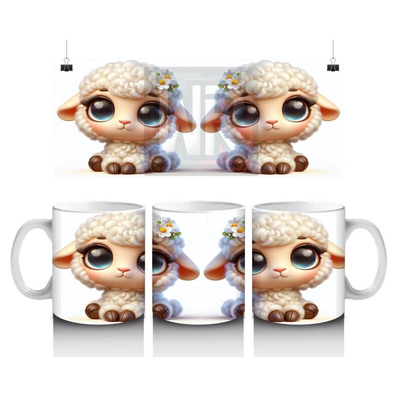 Çocuklara Sütü Sevdiren Çiçek Taclı Kuzu Kupa Bardak