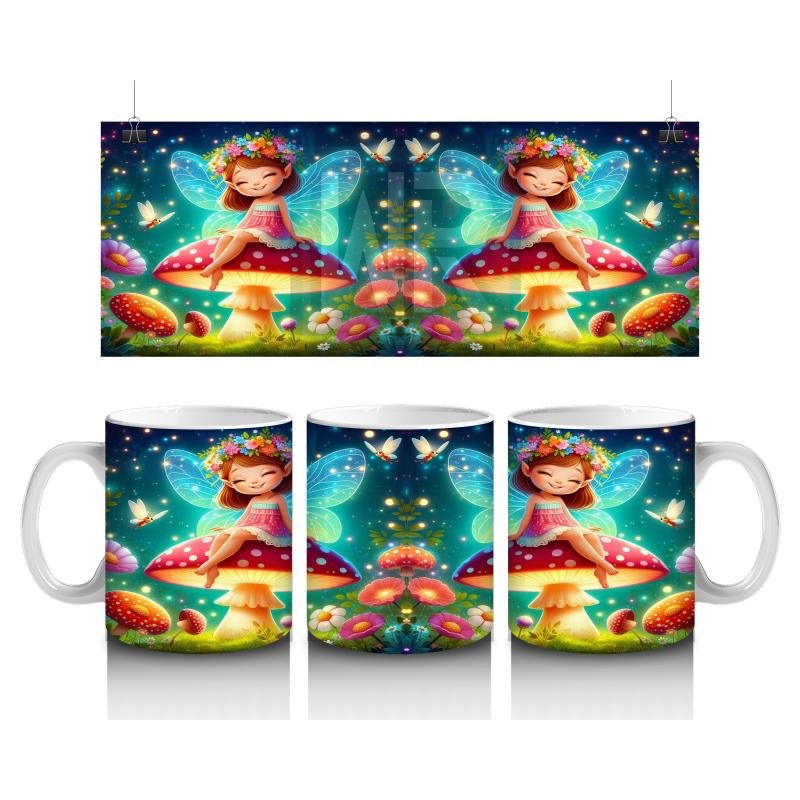 Çocuklara Sütü Sevdiren Çiçek Taclı Mantar Perisi Kupa Bardak