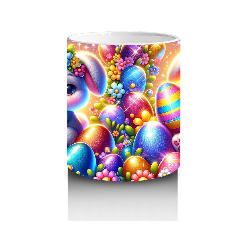 Çocuklara Sütü Sevdiren Çiçek Taclı Paskalya Tavşanı Kupa Bardak - 3