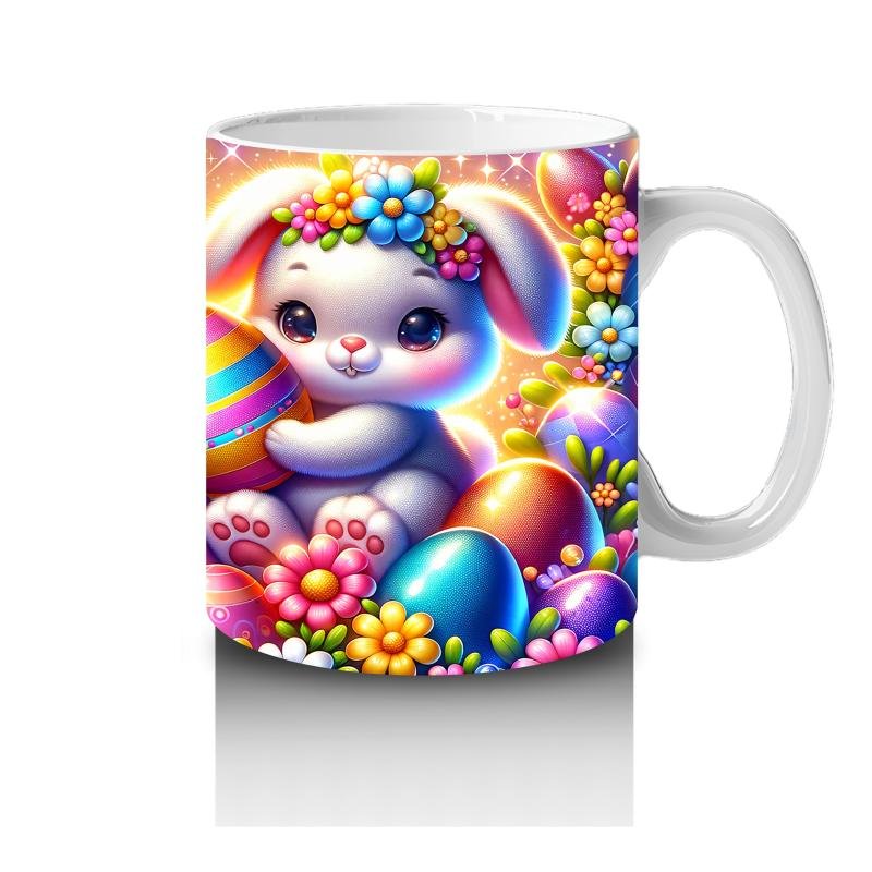 Çocuklara Sütü Sevdiren Çiçek Taclı Paskalya Tavşanı Kupa Bardak - 4