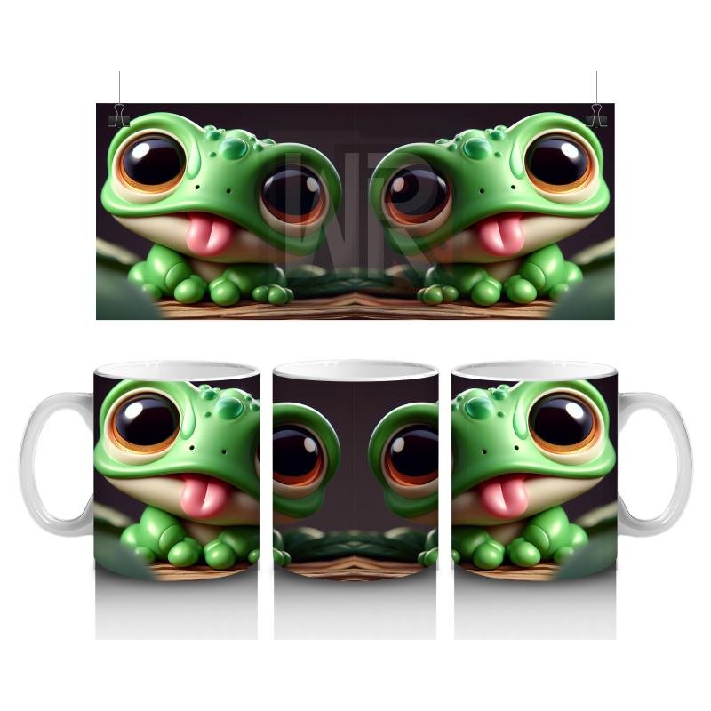 Çocuklara Sütü Sevdiren Dil Çıkaran Kurbağalar Kupa Bardak